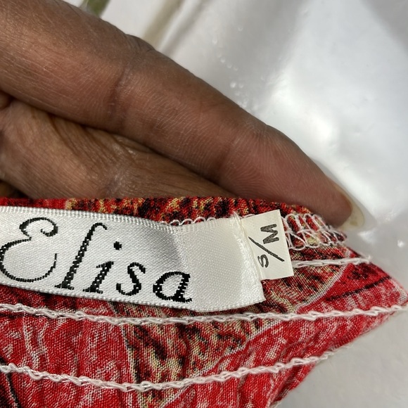 Elisa Maxi Dress Leaf Print Womens S/M V Neck Drawstring Bodice Lightweight Pant - Picture 9 of 9